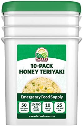Valley Food Storage Honey Teriyaki | Premium Emergency Food Supply | All Natural, Non-GMO Easy Prep Survival Food 25 Year Shelf Life | Camping Food, Backpacking Meals, Prepper Supplies