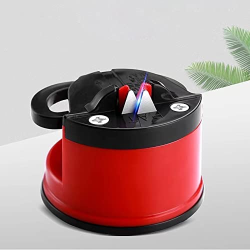 Mini Knife Sharpeners with Suction Base for All Kinds of Kitchen Knives, Outdoor Knives ,Pocket Knives and Scissors(Red)