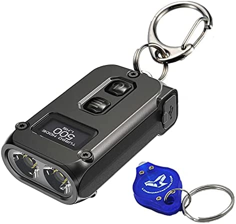 Nitecore TINI 2 Black 500 Lumen USB-C Rechargeable Keychain Flashlight with LumenTac Keychain Light