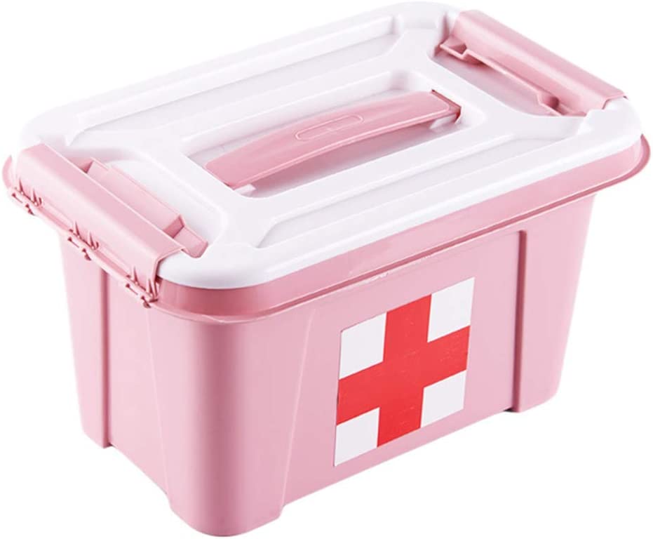 Baost Portable Plastic Home Travel Use First Aid Kit Prepper Survival Gear Storage Box Waterproof Medicine Box Pill Case Pink