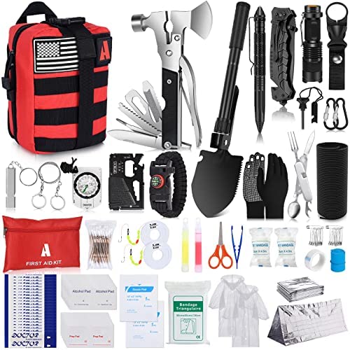 NAPASA Survival Kit 232 pcs Professional Survival Gear Emergency Tactical First Aid Kit Outdoor Trauma Bag for Men Women Adventure Camping Hiking Hunting