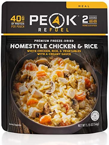 Peak Refuel Homestyle Chicken and Rice | Freeze Dried Backpacking and Camping Food | Amazing Taste | High Protein | Real Meat | Quick Prep Meals