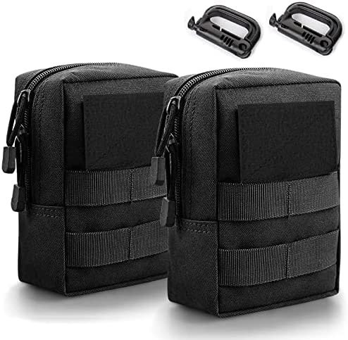Monoki Molle Pouches, 2 Pack Tactical Waist Bag Water-Resistant EDC Small Pouch Bags with D-Ring Hooks
