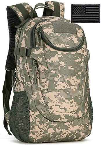 Protector Plus Tactical Motorcycle Backpack Small Military Cycling Daypack Army Assault Pack Bug Out Bag Hiking Camping Rucksack (Rain Cover & Patch Included),Black