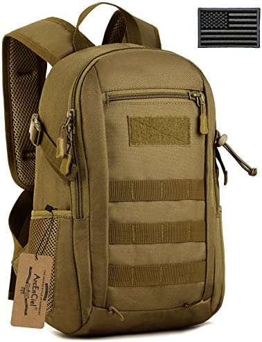 ArcEnCiel 12L Mini X-Small Tactical Backpack Military MOLLE Daypack Gear Assault Pack School Camping Bag (Black)