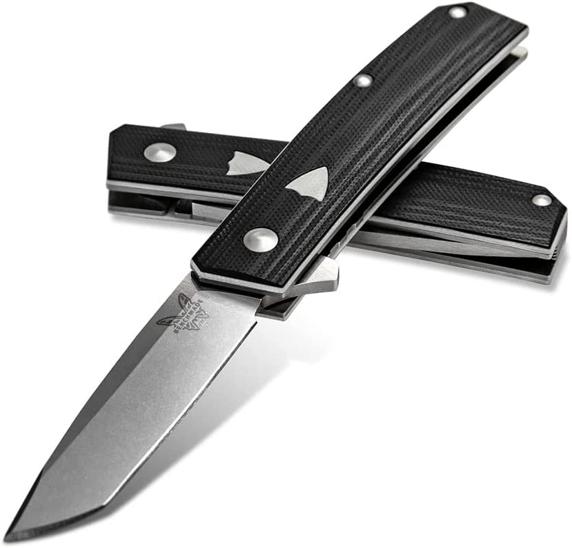 Benchmade – 601 Tengu Flipper, Plain Edge Tanto Blade Knife, Made in The USA