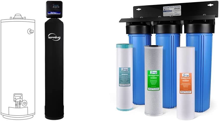 iSpring WF150K Whole House Central Water Filtration System & Whole House Water Filter System w/Sediment, Carbon, and Iron & Manganese Reducing Water Filter