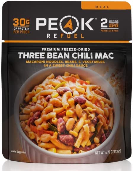 Peak Refuel Three Bean Chili Mac | Vegan | Freeze Dried Backpacking and Camping Food | Amazing Taste | High Protein | Quick Prep | Lightweight Meals