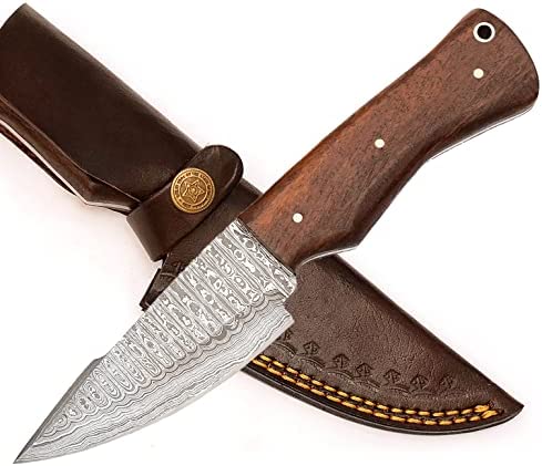Sky Knives Handmade Fixed Blade High Carbon Steel , Damascus Hunting Knives, Bushcraft EDC Survival and Pocket Knife For Men With Sheath.