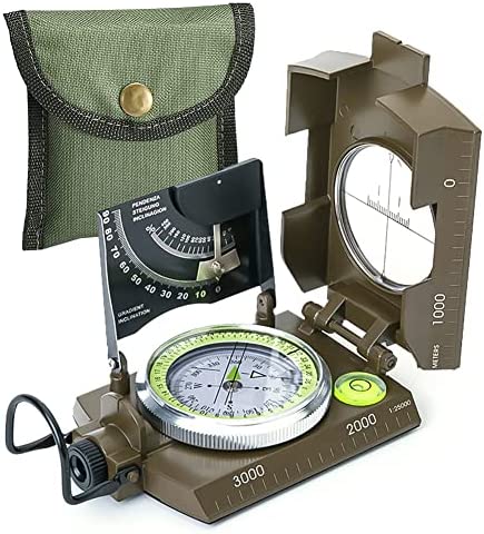 YEHOBU Hiking Compass with Metal Sighting Inclinometer Professional Military Compass, Waterproof and Shakeproof Survival Compasses for Camping Hunting Hiking Geology Activities, Outdoor Boy Scout