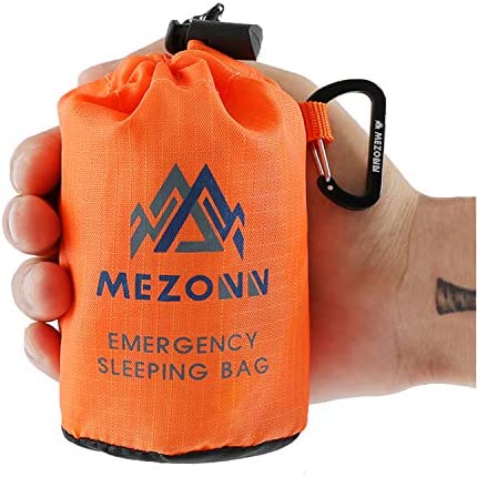 Mezonn Emergency Sleeping Bag Survival Bivy Sack Use as Emergency Blanket Lightweight Survival Gear for Outdoor Hiking Camping Keep Warm After Earthquakes, Hurricanes and Other disasters