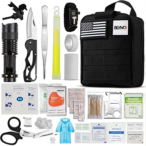 Emergency Survival First Aid Kit – 180 in 1, Professional Survival Gear For Outdoor Camping, Survival Equipment & First Aid accessories, Gift Idea For Dad, Husband, Great For Camping, Hiking, Hunting.