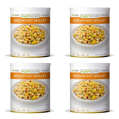 Nutristore Freeze-Dried Breakfast Skillet | Emergency Survival Bulk Food Storage Meal | Perfect for Everyday Quick Meals and Long-Term Storage | 25 Year Shelf Life | USDA Inspected (4-Pack)