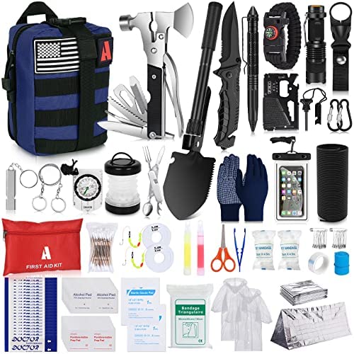 Furaso Emergency Survival Kit 234 pcs Professional Survival Gear Tool Tactical First Aid Kit Outdoor Trauma Bag with Molle Pouch for Camping Hiking Adventures[Upgrade]