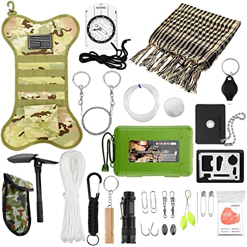 Tactical Christmas Stocking Pre Filled with Survival Kit and Flag Patch Army Stuff Military Stuff Military Gifts for Men, Him, Soldiers, Military or Survivalists (Dog Bone Style)
