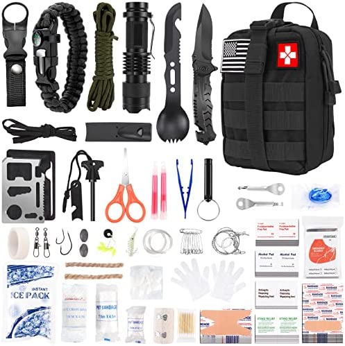 Survival kit, Gifts for Christmas Man Dad Husband, 280PCS Survival First Aid kit, Professional Survival Gear Camping Accessories First Aid Supplies for Camping Home Car Outdoor Adventure