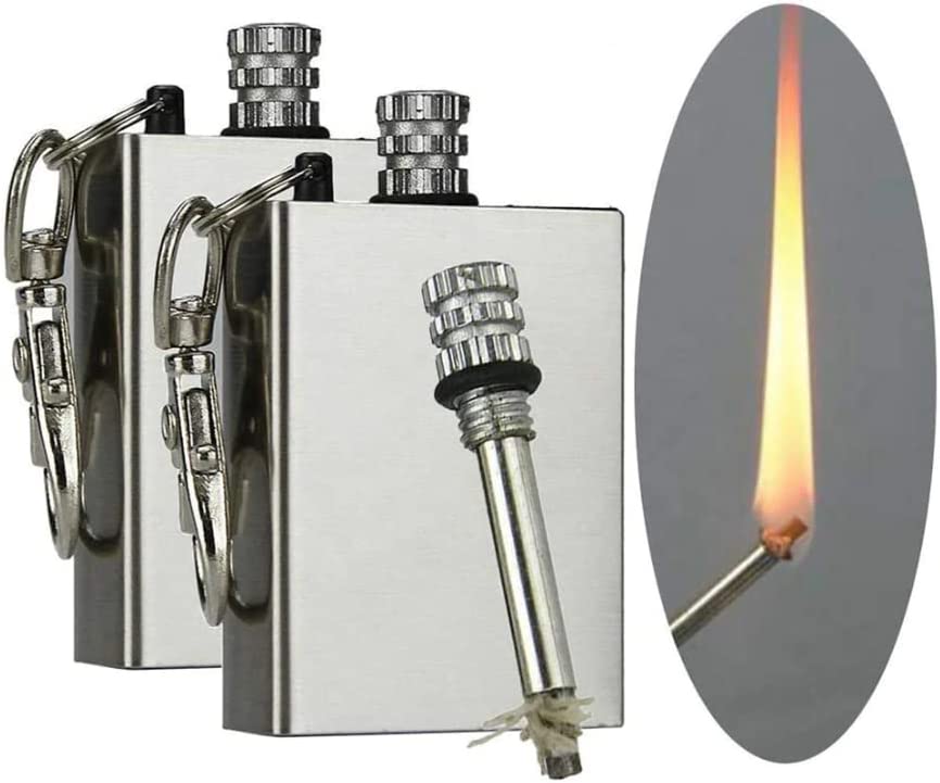 Scoutdoors Permanent Match & Emergency Lighter, Waterproof & Windproof – Stainless Steel Flint Fire Starter Survival Tool