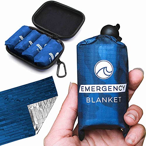 Oceas Outdoor Mylar Emergency Blankets – 4 Pack of Extra Large Thermal Foil Space Blankets – Designed by NASA for Camping, Hiking, and Car Use