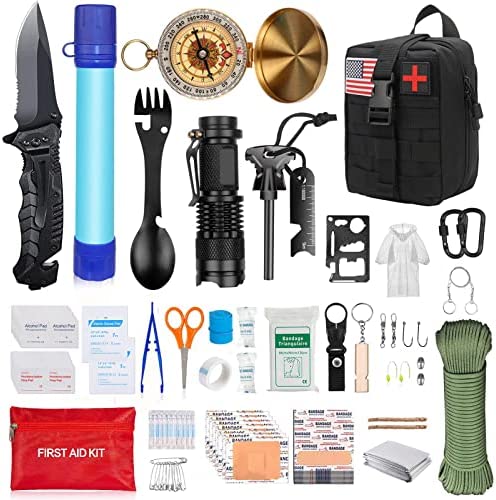 Survival Kit and First Aid Kit,Unique Gifts for Men Teenage boy Husband dad Kid,Survival Gear and Equipment for Camping Fishing Hunting