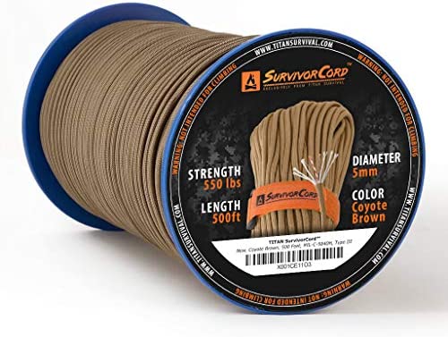 620 LB SurvivorCord – The Original Patented Type III Military 550 Parachute Cord with Integrated Fishing Line, Multi-Purpose Wire, and Waterproof Fire Starter