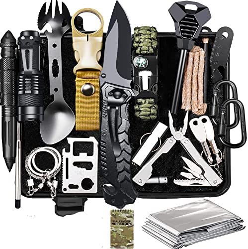 Gifts for Men Dad Husband, Survival Gear and Equipment Kit 37 in 1, Cool Gadget Tactical First Aid Supplies Tool Kit for Emergency Tactical Hiking Hunting Disaster Camping Adventures