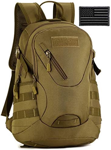 Protector Plus Tactical Motorcycle Backpack Small Military Cycling Daypack Army Assault Pack Bug Out Bag Hiking Camping Rucksack (Patch Included),Brown