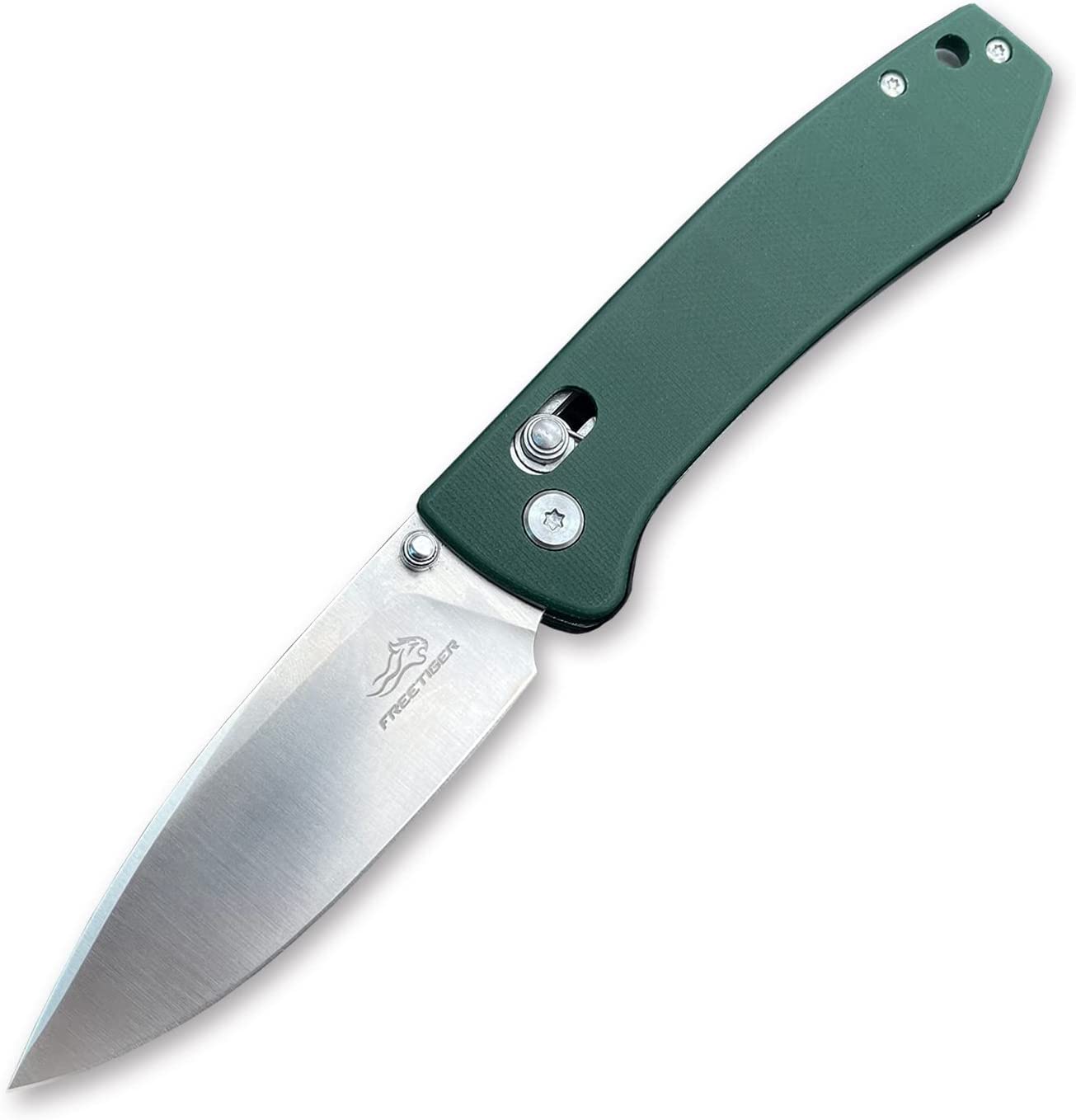 FreeTiger Foldable Pocket Knife(FT2103) D2 Steel 3.35 Inch Fine Edge Blade – Best Travel Accessories Gear Safety Axis Lock Folding Knives – Gifts for Men Dad Husband (Green)