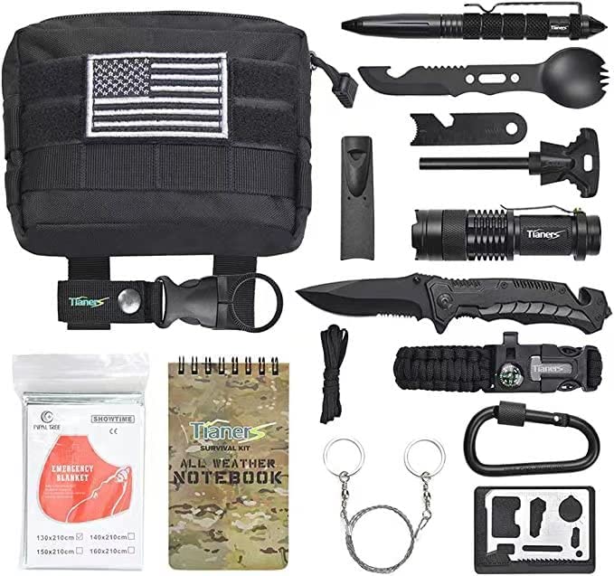 Gifts for Men Husband Dad Friend, Emergency Survival Kit 16 in 1, Upgrade Compact Survival Gear, Cool EDC Survival Tool for Cars, Camping, Hiking, Hunting, Fishing, Adventure Accessorie