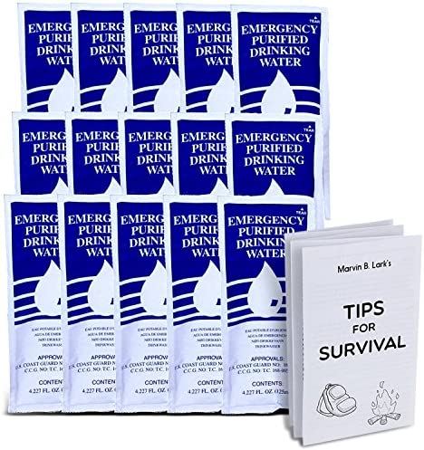 S.O.S. Emergency Water 5 year shelf life – 15 Individual 4.22 Oz Packets (With Tips)