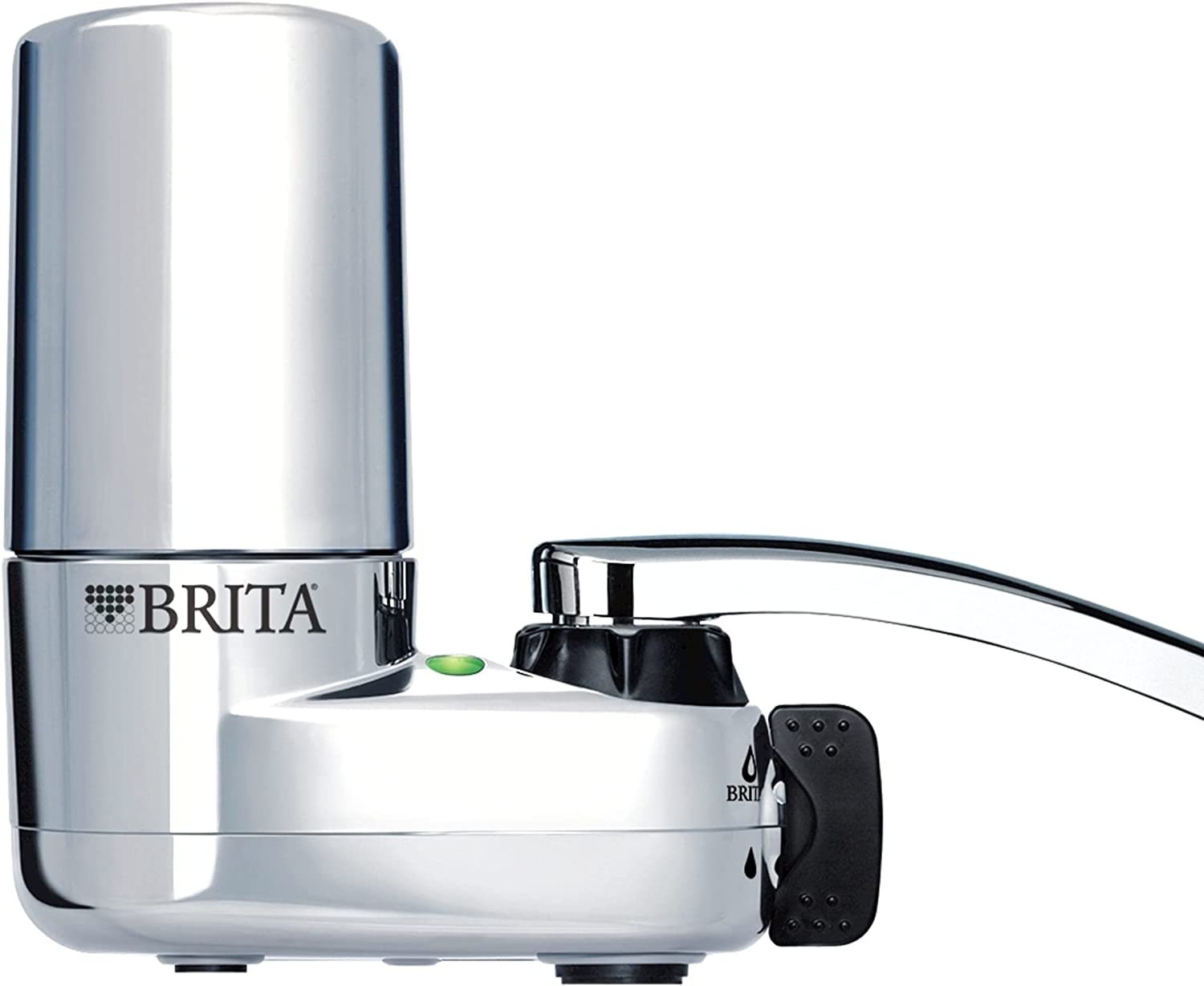Brita Tap Water Faucet Filtration System with Filter Change Reminder, Reduces 99% of Lead, BPA Free, Fits Standard Faucets Only, Chrome