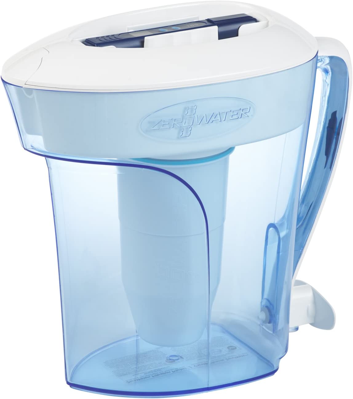 ZeroWater ZP-010, 10 Cup 5-Stage Water Filter Pitcher,NSF Certified to Reduce Lead, Other Heavy Metals and PFOA/PFOS, Blue and White