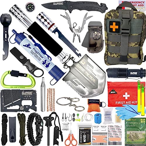 Emergency Survival First Aid Kit, Tactical Gear Bug Out Bag Best Men Gift Idea for Dad Camping Backpacking Hunting RV Travel Car Truck Boat Cool Gadget Stuff Prepper Equipment Accessories Supplies ACU
