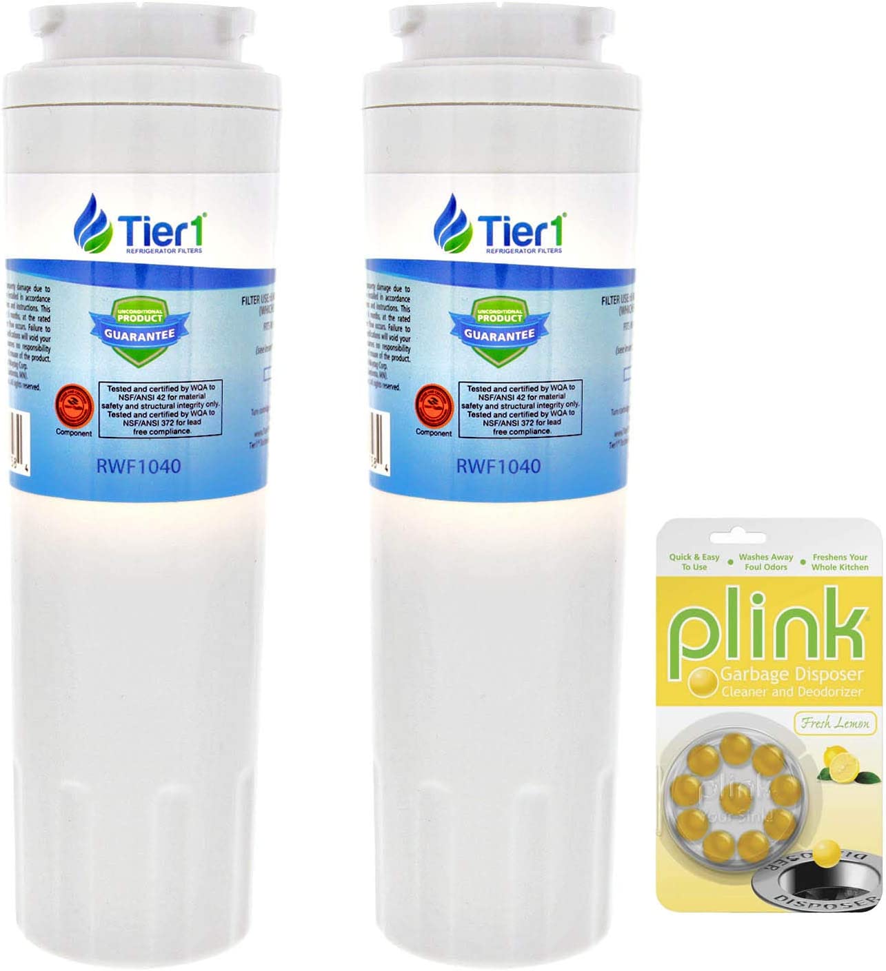 Tier1 Refrigerator Water Filter Replacement for Maytag UKF8001, EDR4RXD1, PUR, Jenn-Air, Puriclean II, 469006 (2 Pack) and Garbage Disposal Cleaner