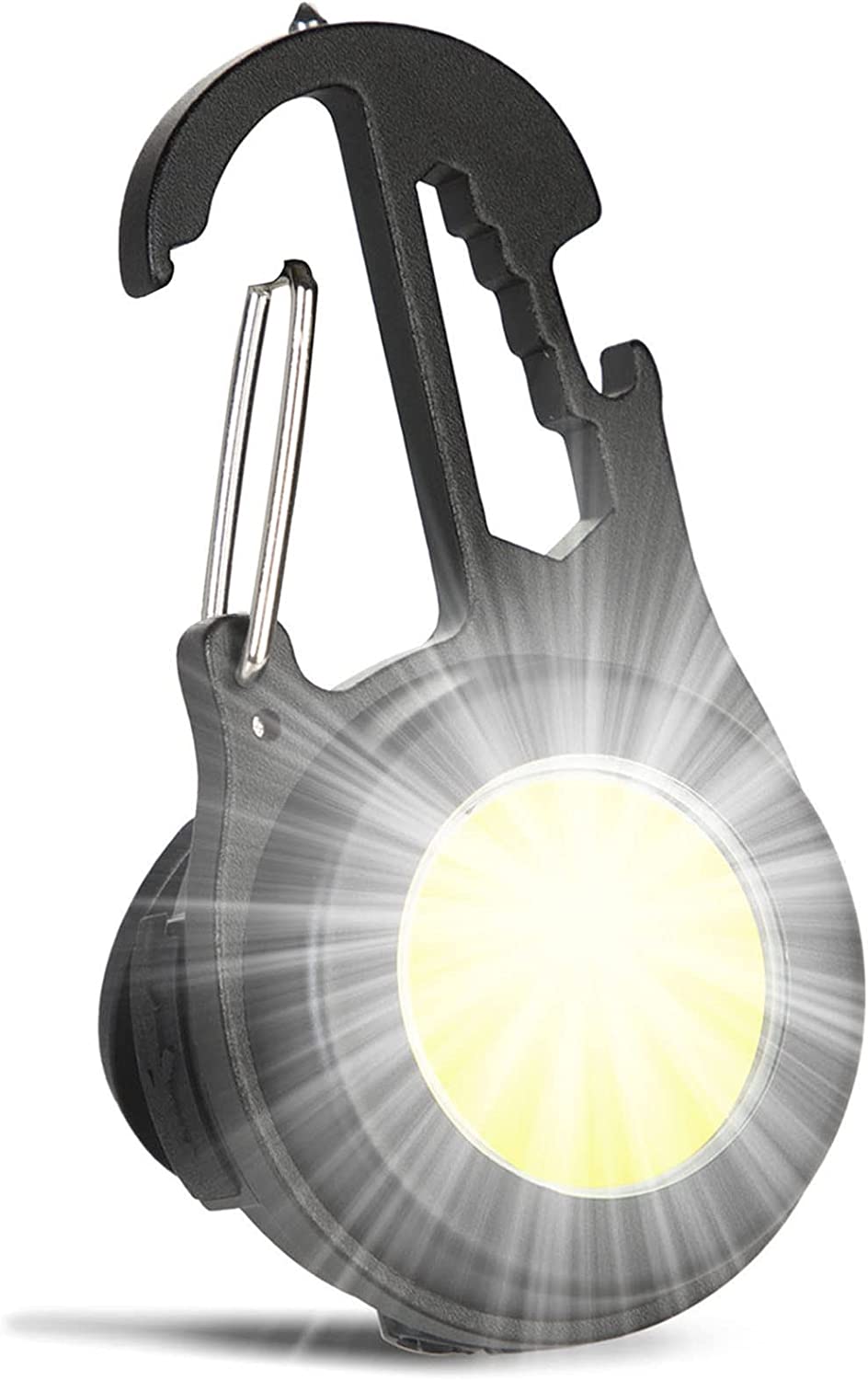 jeegol LED Mini COB Flashlights 1000 High Lumens Bright Light Keychain Flashlight Portable Rechargeable Light 4 Light Modes with Folding Bracket,Bottle Opener for Fishing Walking Camping(Round)