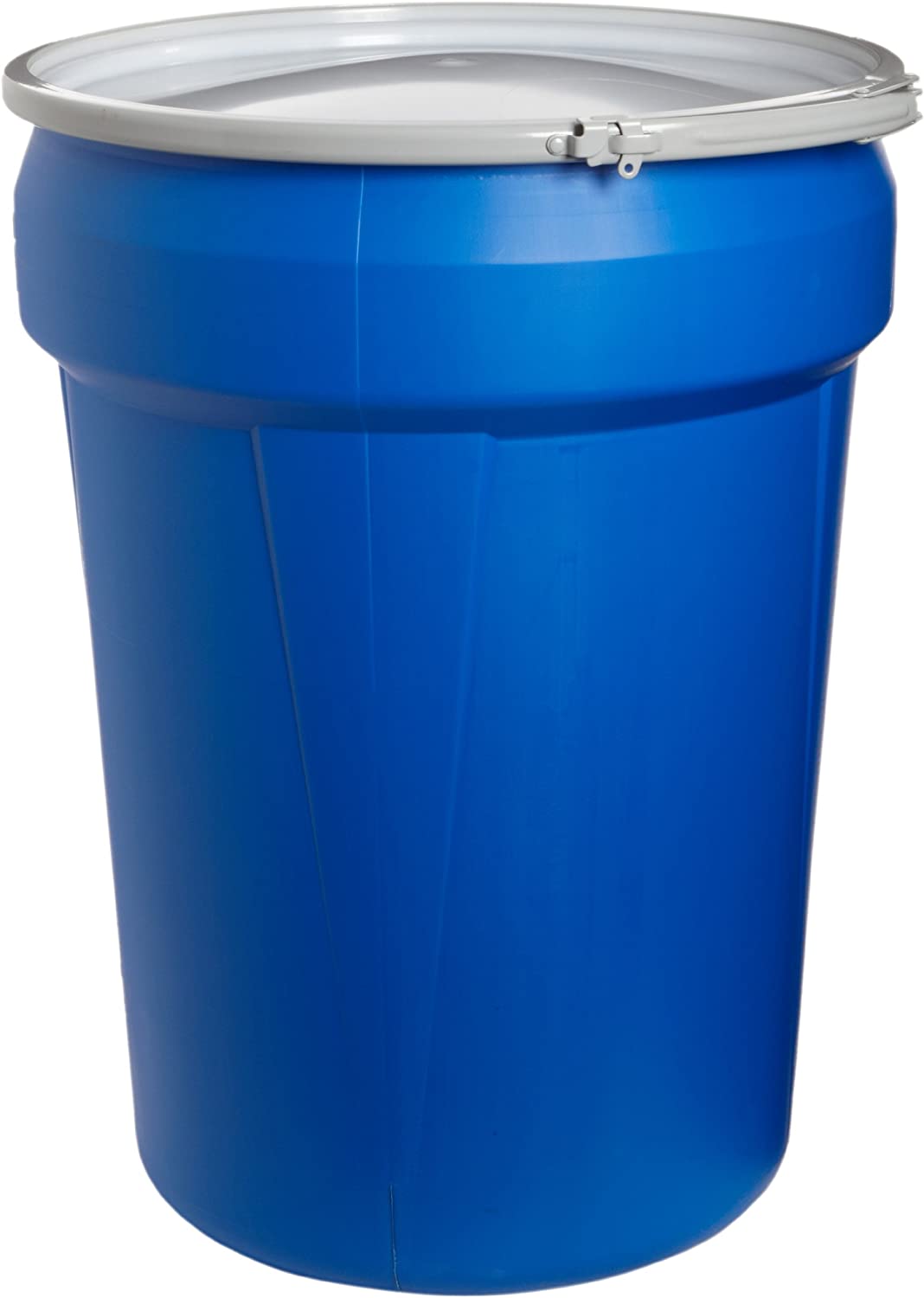 Eagle 30 Gallon High Density Polyethylene Lab Pack Barrel Drum with Metal Lever-lock Lid, 28.5" Height, 21.25" Diameter, Blue, 1601MB