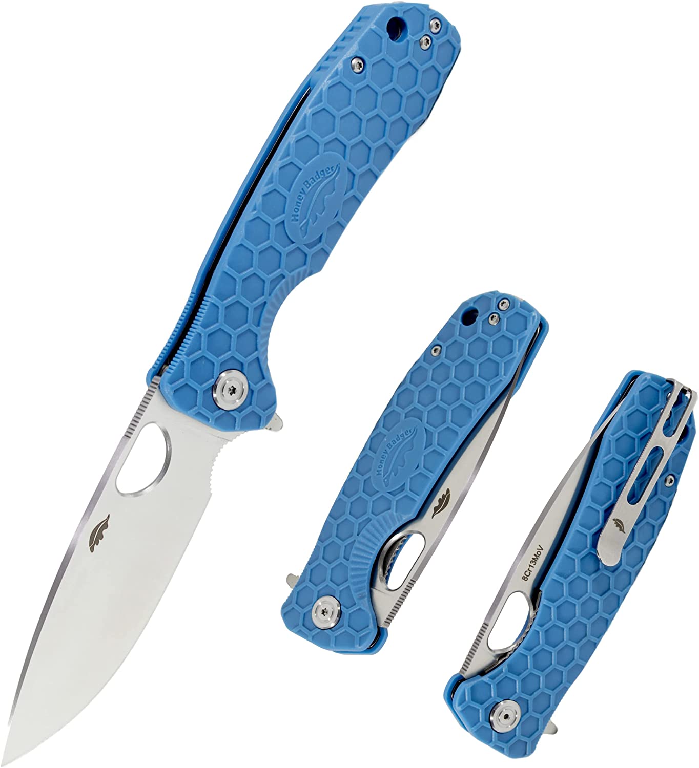 Western Active Honey Badger Small Pocket Knife, EDC Drop Point Folding Utility Knife, Stainless Steel Blade, Deep Carry Reversible Pocket Clip – 2.81", 2.6oz – Drop Point Small