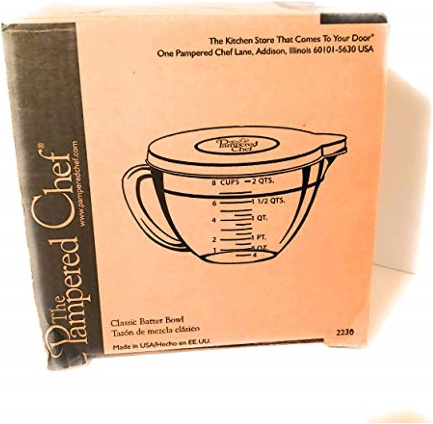 PAMPERED CHEF #2431 8 CUP GLASS CLASSIC BATTER BOWL NEW 2013 STYLE WITH LID