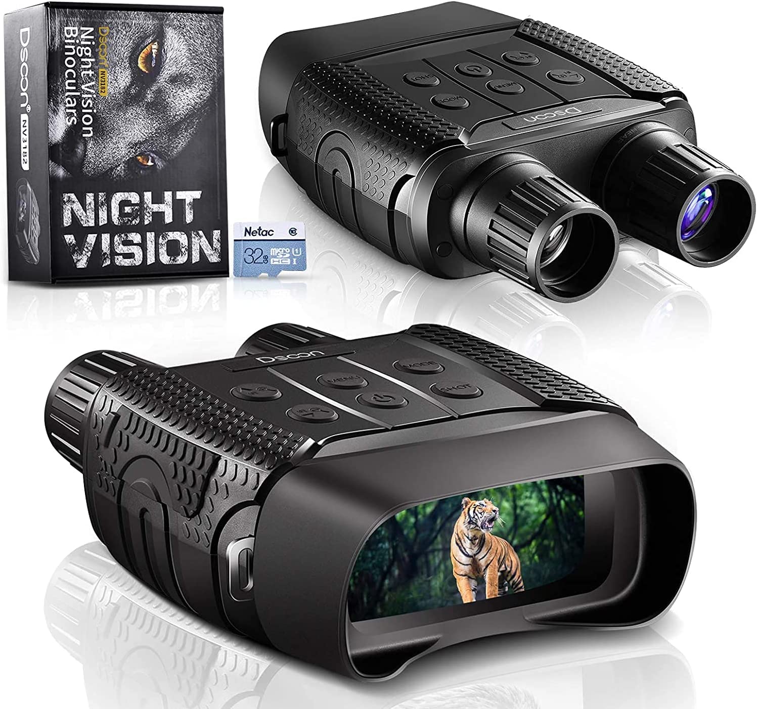 Night Vision Day Binoculars for Hunting in 100% Darkness – Digital Infrared Goggles Military for Viewing 984ft/300M in Dark with 2.31" LCD Screen, Take Day Night IR Photos Video 32G TF Card Adults