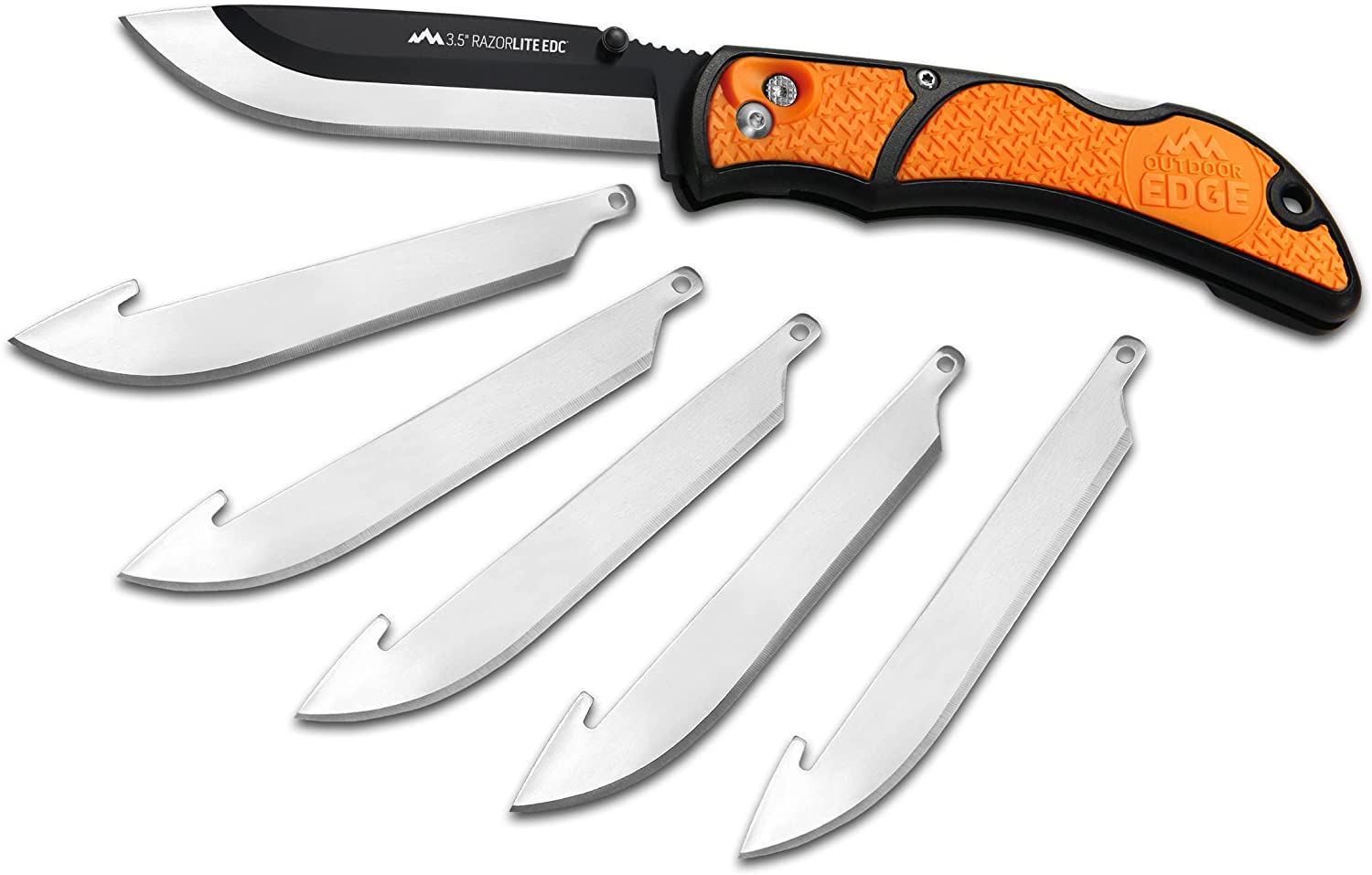 OUTDOOR EDGE 3.5" RazorLite EDC – Replaceable Blade Folding Knife with Pocket Clip and One Hand Opening for Everyday Carry (Orange, 6 Blades)