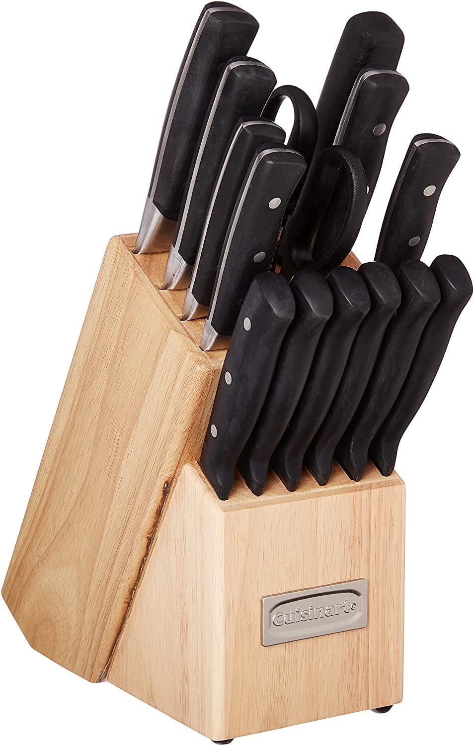 15 Piece Kitchen Knife Set with Block by Cuisinart, Cutlery Set, Triple Rivet Collection, C77TR-15P