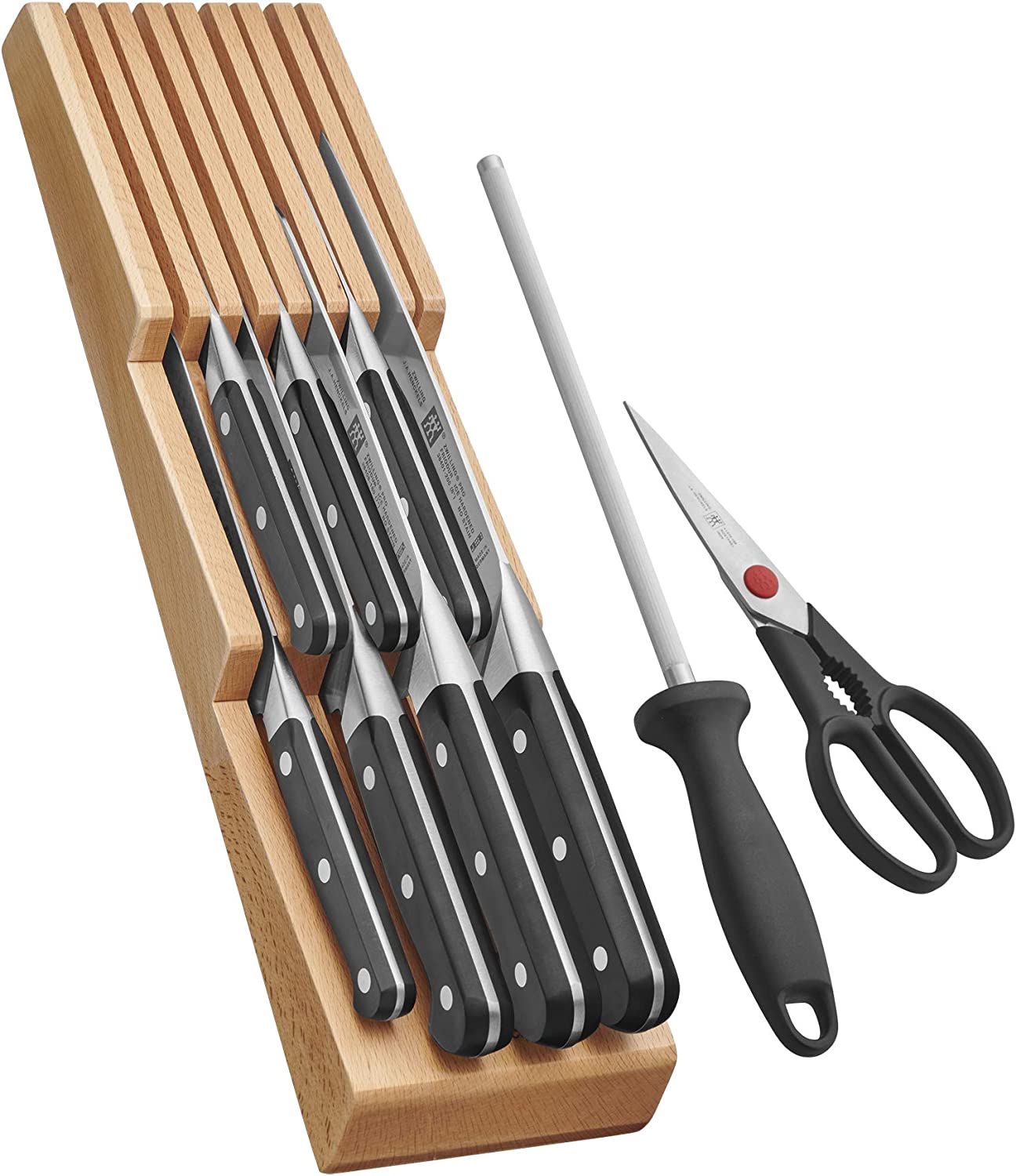 ZWILLING Pro 10-pc Knife Block Set with In-Drawer Knife Tray