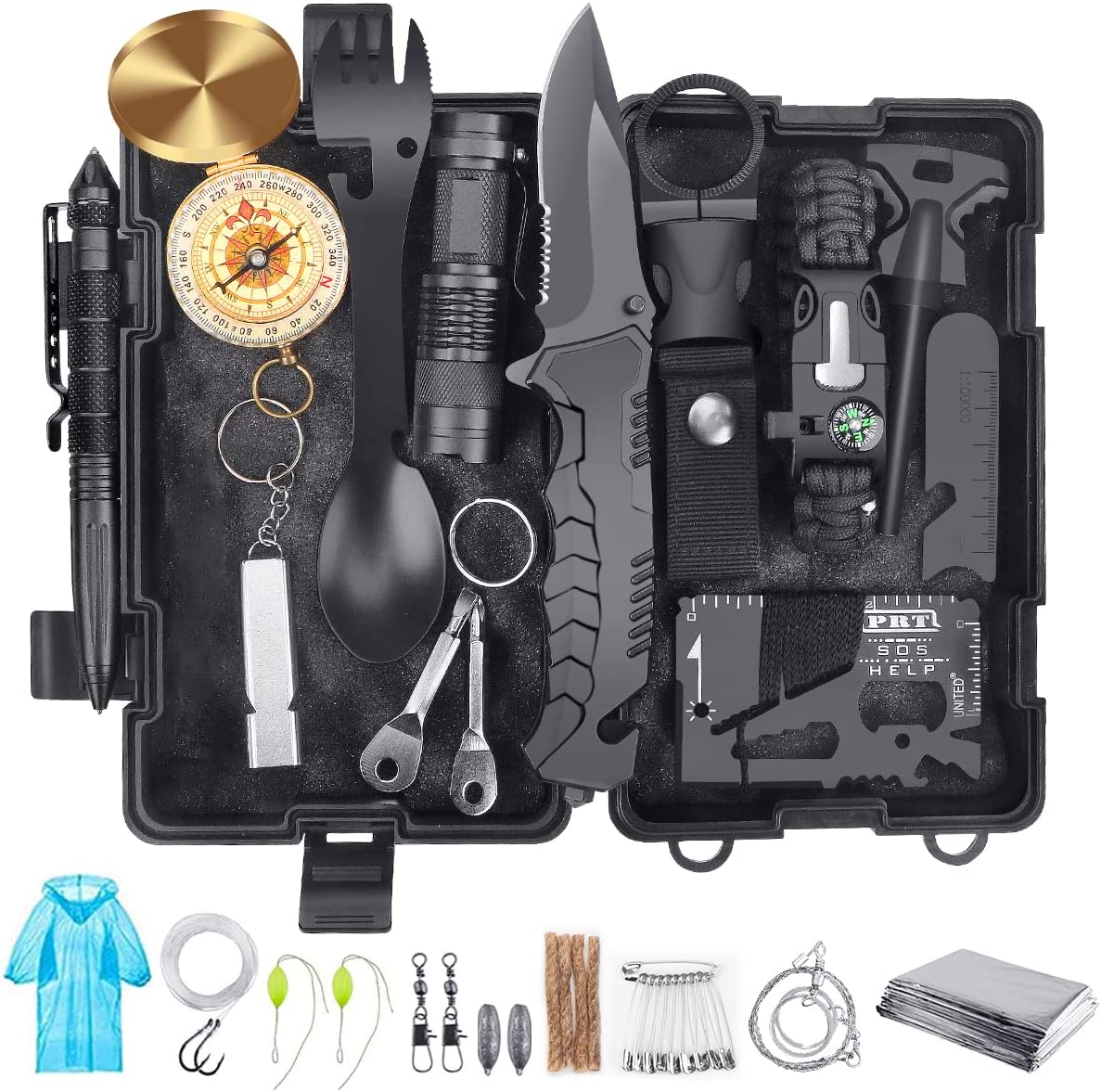 Gifts for Men Dad Husband Him, Survival Kits 33 in 1, Survival Gear and Equipment, Christmas Stocking Stuffers for Families Outdoors Camping Hiking Adventures Cool Gadgets