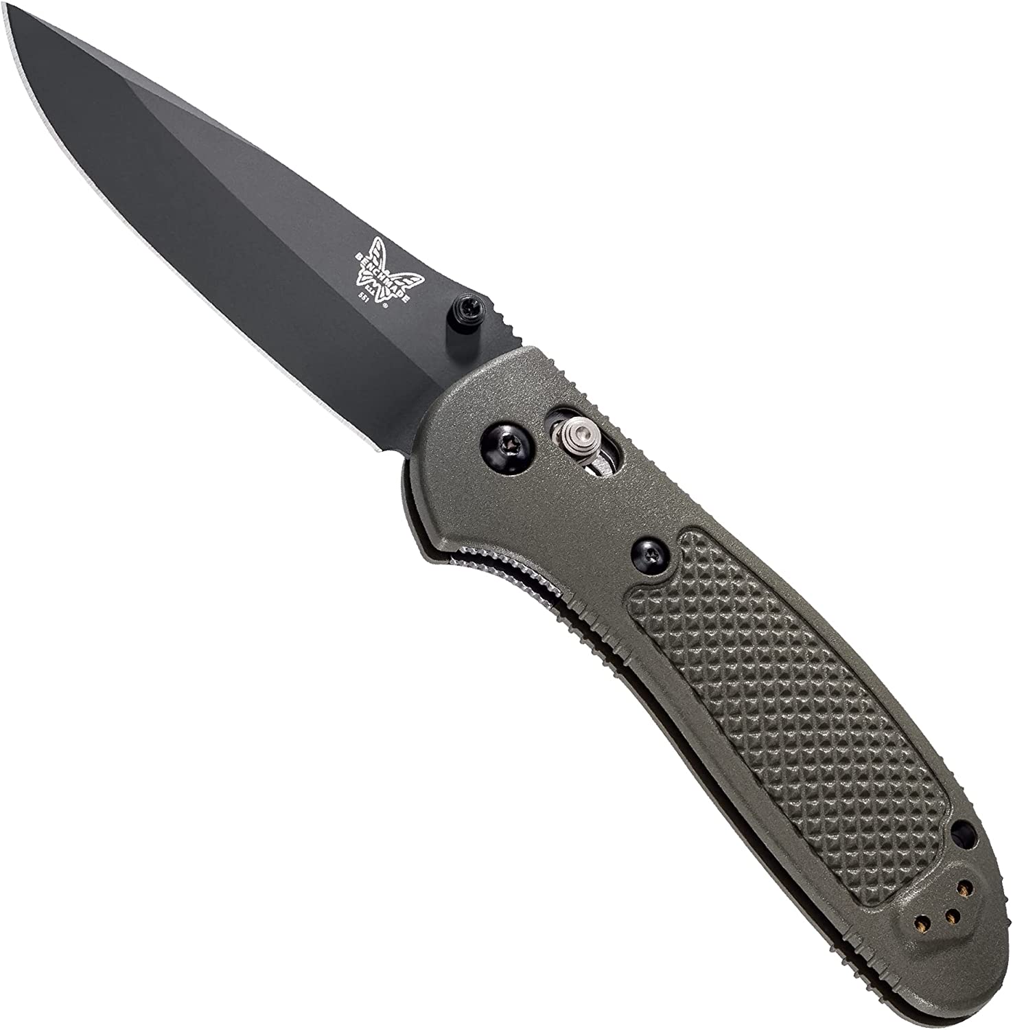 Benchmade – Griptilian 551 Knife with CPM-S30V Steel, Drop-Point Blade, Plain Edge, Coated Finish, Olive Handle (BKC556BKOD-S30V)