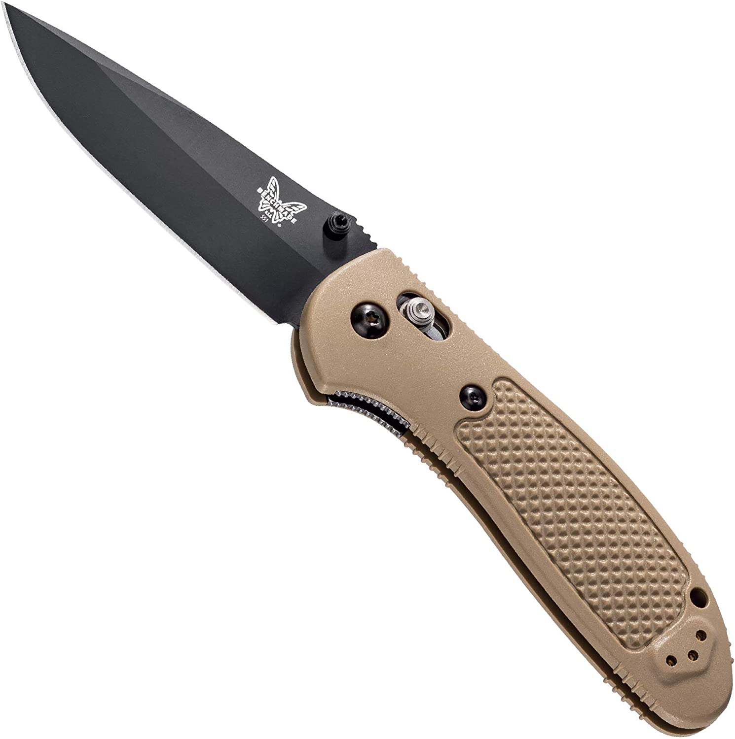 Benchmade – Griptilian 551 Knife with CPM-S30V Steel, Drop-Point Blade, Plain Edge, Coated Finish, Sand Handle, Coated Finish/Sand Handle