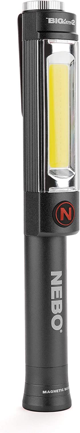 NEBO BIG LARRY 2 Power Work Light | Bright Flashlight and Work Light with Clip and Magnetic Base | Storm Gray