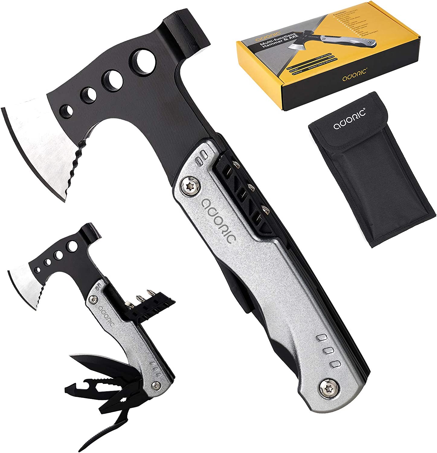 Gifts for Men Dad Christmas, Camping Accessories, Survival Gear and Equipment, Unique Hunting Fishing Gift Ideas for Him Boyfriend Husband Teenage Boys, Multitool Axe, Cool Gadgets