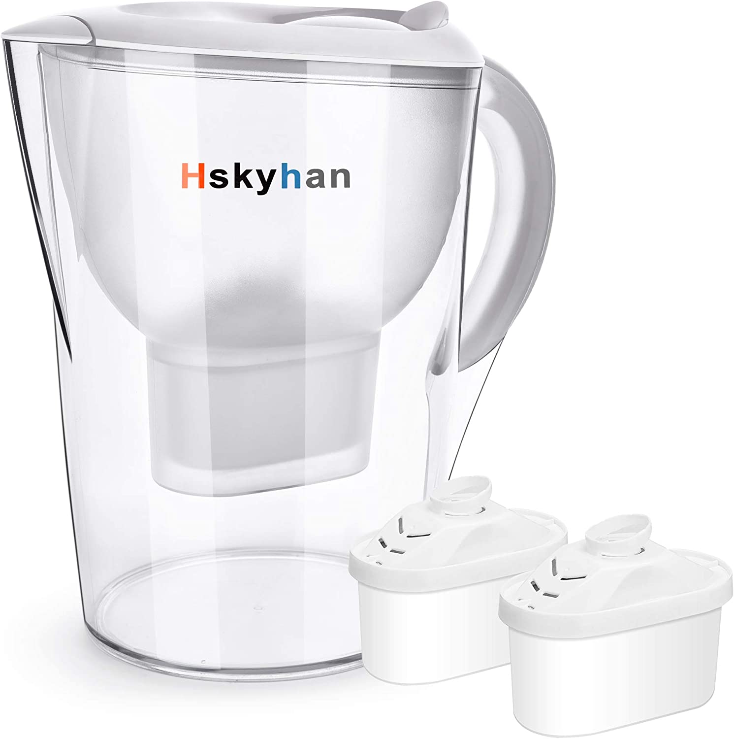Hskyhan Water Filter Pitcher Alkaline – 3.5 Liters Improve PH, 2 Filters Included, BPA Free, 7 Stage Filteration System to Purifier, White