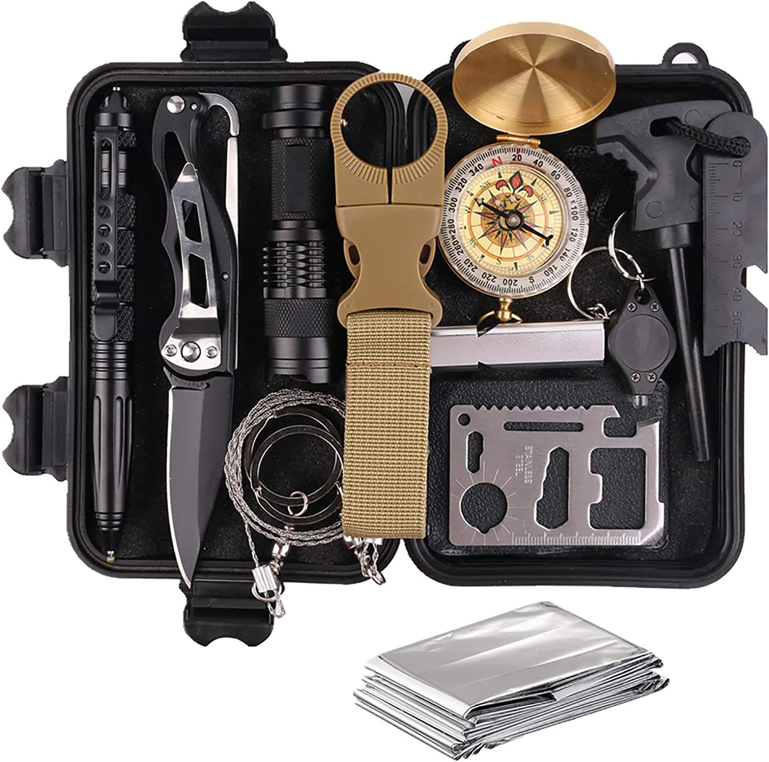 Gifts for Men Husband Dad, Survival Gear and Equipment 14 in 1, Survival Kit, Christmas Stocking Stuffers Birthday Gift Ideas for Him Boyfriend Teenage Boy, Camping Hunting Fishing Accessories