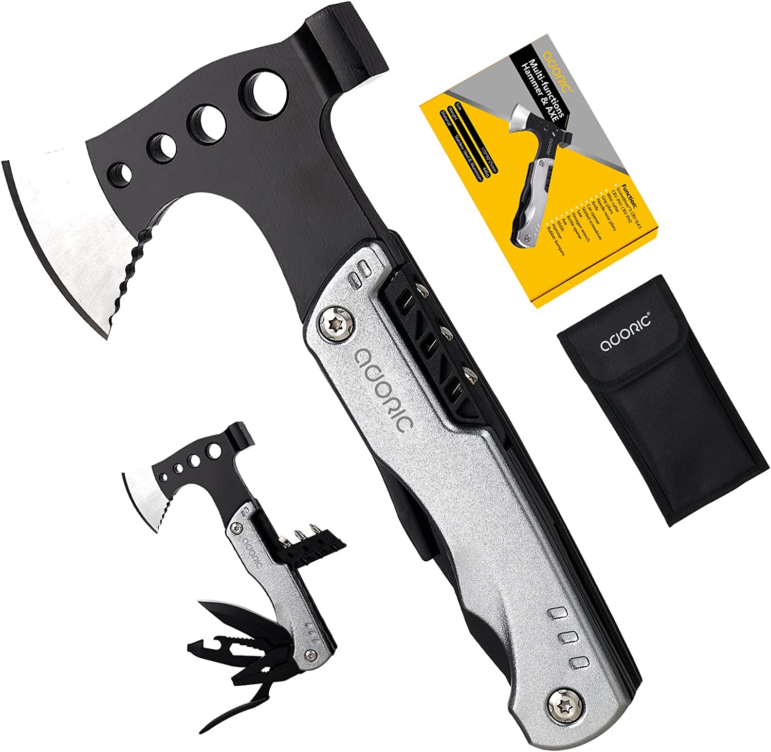 Gifts for Men Dad Christmas, Camping Accessories, Survival Gear and Equipment, Unique Hunting Fishing Gift Ideas for Him Boyfriend Husband Teenage Boys, Cool Gadgets, Multitool Axe