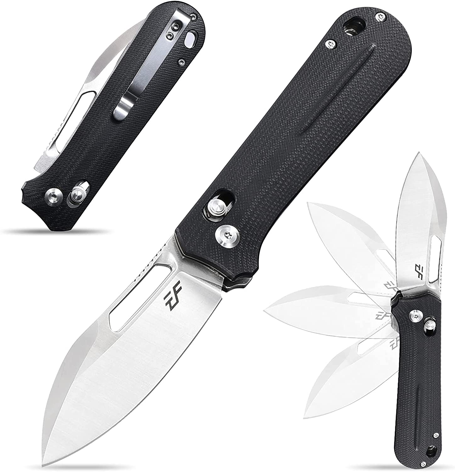 Eafengrow EF963 Folding Knife D2 Blade G10 Handle with Pocket Clip Axis Lock EDC Multitool Knives for Working Camping Outdoor (Black)